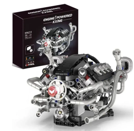 Конструктор KXING K96213 — Моторизованная модель V8 двигателя, 770 деталей